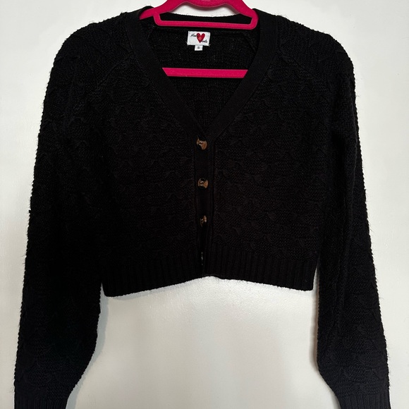 Black Knit Cardigan Sweater - Picture 1 of 3